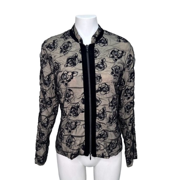 Joseph Ribkoff Sweaters - Joseph Ribkoff Rosette Zip Up Lightweight Jacket, Size 10